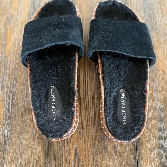 Vince Camuto Women’s Black Kanadial Suede Slipper Slide Sandals Size 10 - Picture 6 of 9